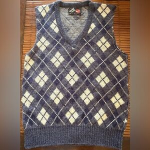 Vintage Robert Bruce Grubb Stuff Argyle Sweater Vest Size Medium